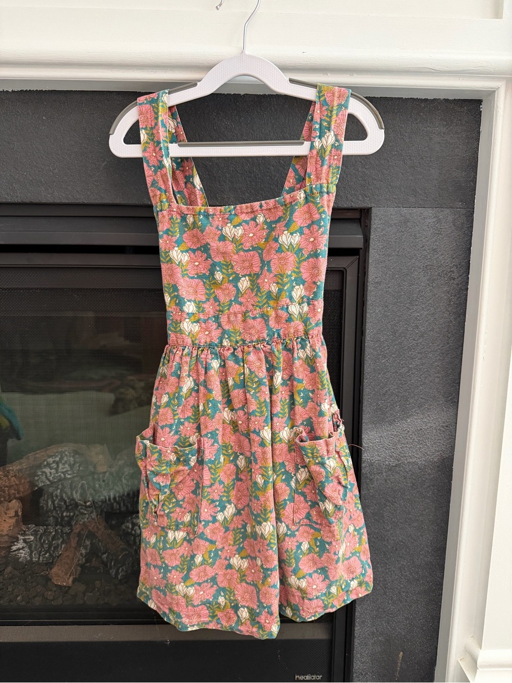 Milkbarn Floral Linen & Cotton Pinafore Apron Size 4-6 Years